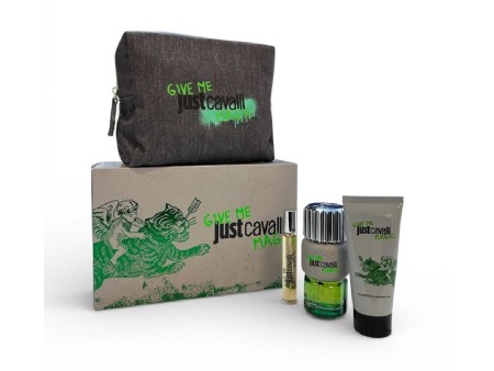 CAVALLI JUST GIVE ME UOMO COFFRET EDT 90ML+S/G 100ML+EDT 15ML+POCHETTE