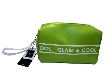 EMANUELA BIFFOLI BEAUTYCASE MEDIO ECOPELLE VERDE STAMPA GLAM&COOL