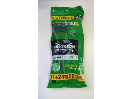 WILKINSON EXTRA ESSENTIAL 3 SENSITIVE PIVOT HEAD 4 RASOI + 2