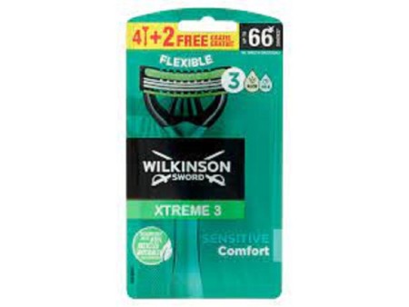 WILKINSON XTREME 3 SENSITIVE COMFORT FLEXIBLE 4 RASOI + 2