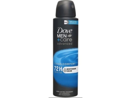 DOVE DEO SPRAY MEN+CARE ADVANCED CLEAN COMFORT 72H 150 ML