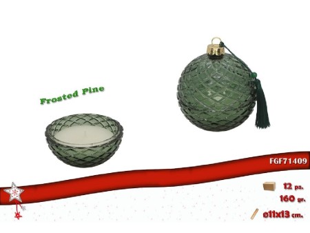 FGF CANDELA PROFUMATA SFERA VERDE PINO SMERIGLIATO 160GR