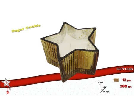 FGF STELLA GIALLA CON CANDELA PROFUMATA BISCOTTO DI ZUCCHERO 280GR