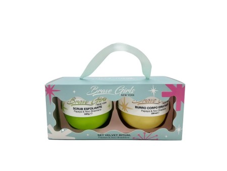 BRAVE GIRLS COFFRET VELVET RITUAL SCRUB+BURRO CORPO PAPAYA&NOCI BRASIL