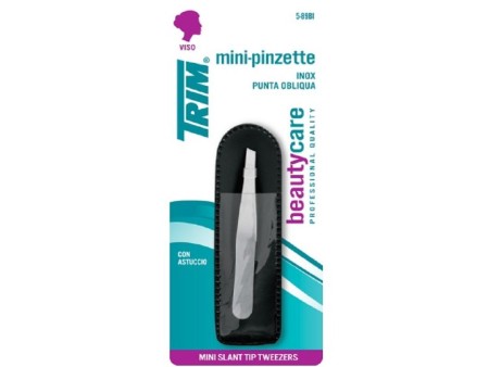 TRIM MINI PINZETTA DA VIAGGIO + ASTUCCIO PUNTA OBLIQUA