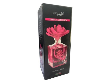 CAMOMILLA TORINO DIFFUSORE CUBO VANIGLIA E ORCHIDEA CON FIORE 200 ML
